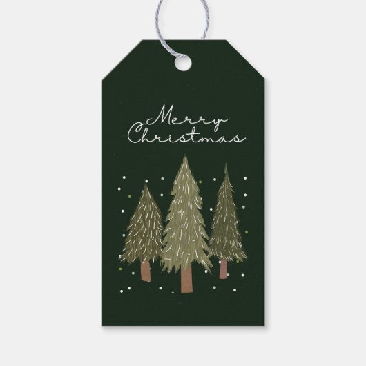 Rustieke kerstbomen cadeaulabel (Voorkant)