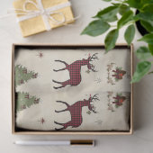 Rustieke kerstbomen Herten Buffalo Plaid W Wood Tissuepapier (Geschenk)