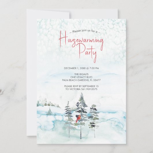 Rustieke kerstbomen Housewarming Party Invitati Feestdagenkaart (Voorkant)