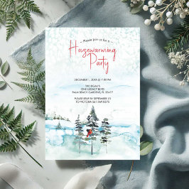 Rustieke kerstbomen Housewarming Party Invitati Feestdagenkaart