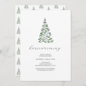 Rustieke kerstbomen housewarming party kaart (Voorkant / Achterkant)