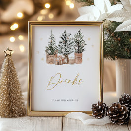 Rustieke kerstbomen in de winter Drinken Poster