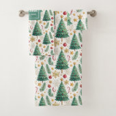 Rustieke kerstbomen rood groen goud badhanddoek bad handdoek (Insitu)