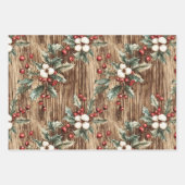 Rustieke kerstbomen Sneeuwvlokken Inpakpapier Vel (Voorkant 2)