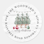 Rustieke kerstbomen terug adres Sticker (Voorkant)