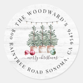 Rustieke kerstbomen terug adres Sticker