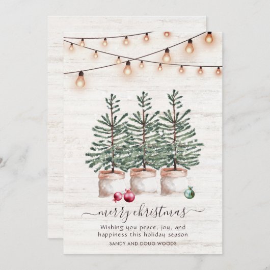 Rustieke kerstbomen vakantie Kaart met groet (Voorkant / Achterkant)