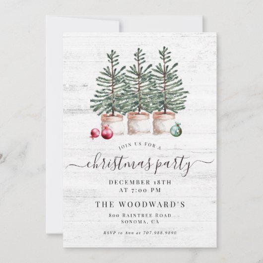 Rustieke kerstbomen vakantie partij kaart (Voorkant)