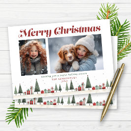 Rustieke kerstbomen vakantiefoto feestdagenkaart