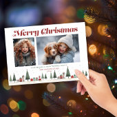 Rustieke kerstbomen vakantiefoto feestdagenkaart