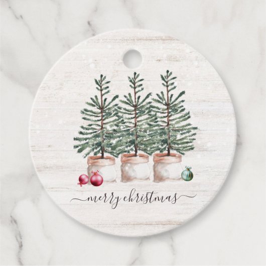 Rustieke kerstbomen Vrolijk kerstfeest Bedankjes Labels (Voorkant)