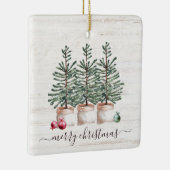 Rustieke kerstbomen Vrolijk kerstfeest Keramisch Ornament (Rechts)