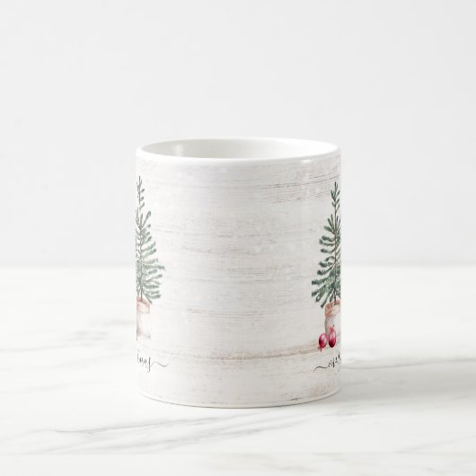 Rustieke kerstbomen Vrolijk kerstfeest Koffiemok (Center)