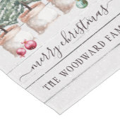 Rustieke kerstboom aangepaste familienaam korte tafelloper (Hoek)