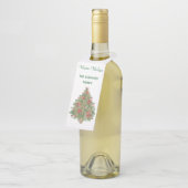 Rustieke Kerstboom Aquarel Flessenhanger (Schuin)