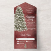 Rustieke kerstboom bedrijf feestdag rood all in one uitnodiging (Binnen)