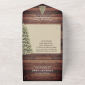 Rustieke kerstboom bedrijf vakantie feest all in one uitnodiging (Buitenkant)