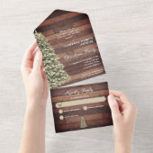 Rustieke kerstboom bedrijf vakantie feest all in one uitnodiging (Afscheurbaar)