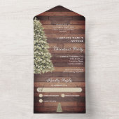 Rustieke kerstboom bedrijf vakantie feest all in one uitnodiging (Binnen)