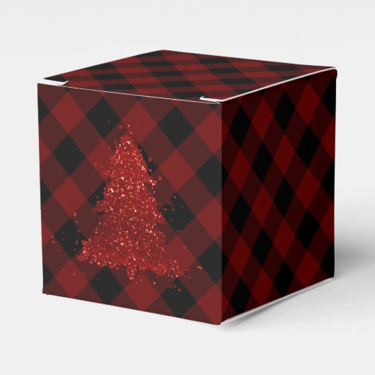Rustieke Kerstboom Buffel Plaid Moderne Checker Bedankdoosjes (Voorkant Zijde)