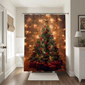 Rustieke Kerstboom Douchegordijn