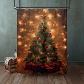 Rustieke Kerstboom Douchegordijn