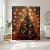 Rustieke Kerstboom Douchegordijn
