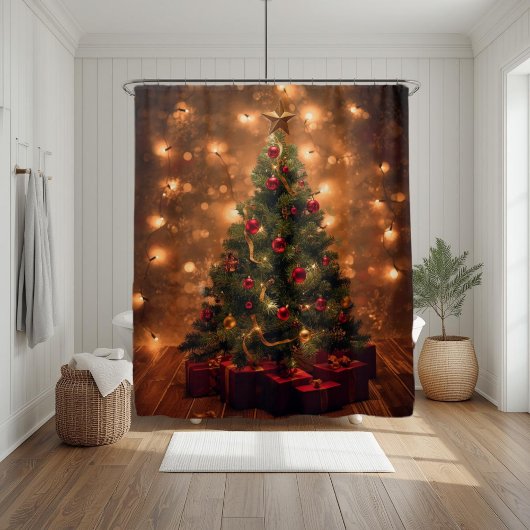 Rustieke Kerstboom Douchegordijn