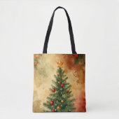 Rustieke kerstboom en Ornamenten Waterverf Tote Bag (Voorkant)