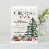 Rustieke kerstboom feestuitnodiging kaart (Staand voorkant)