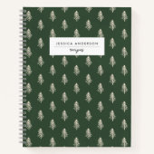Rustieke kerstboom gepersonaliseerd receptenboek notitieboek (Voorkant)