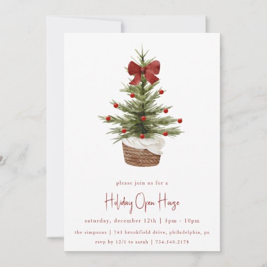 Rustieke kerstboom Holiday Open House Kaart (Voorkant)