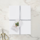 Rustieke kerstboom in mand gepersonaliseerd cadeaulabel (Met Touw)