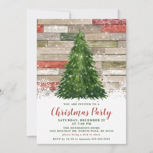 Rustieke Kerstboom Kerstfeest Kaart (Voorkant)