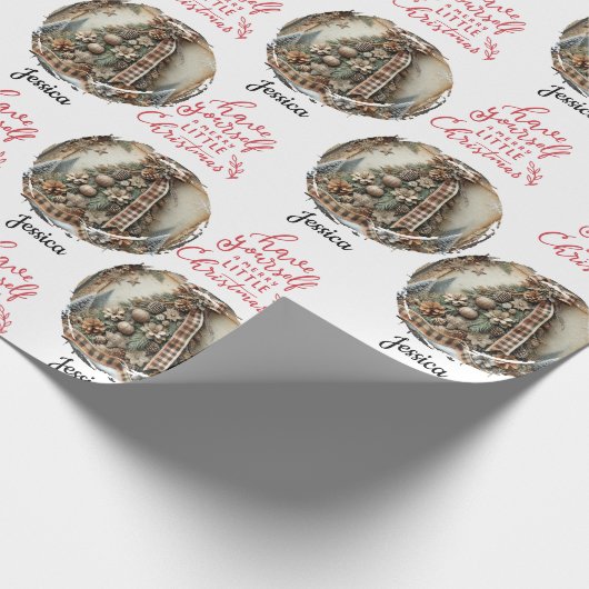  rustieke kerstboom  naam cadeaupapier (Hoek)