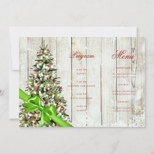 Rustieke kerstboom nodigen programma uit Menu Groe (Achterkant)