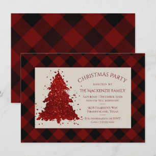Rustieke kerstboom   Red Buffalo Plaid Vakantie Feestdagenkaart