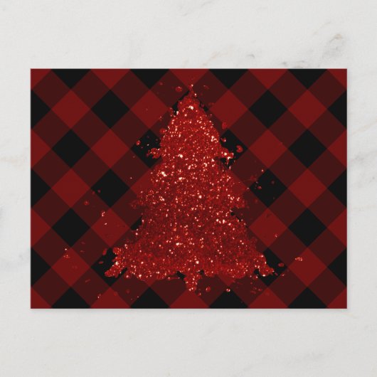 Rustieke kerstboom | Red Buffalo Plaid Vakantie Feestdagenkaart (Voorkant)