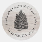 Rustieke kerstboom ronde retour adres label (Voorkant)