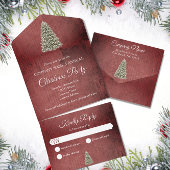 Rustieke kerstboom rood bedrijf vakantie feest all in one uitnodiging