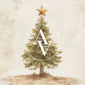 Rustieke kerstboom schilderij Fir Tree Poster