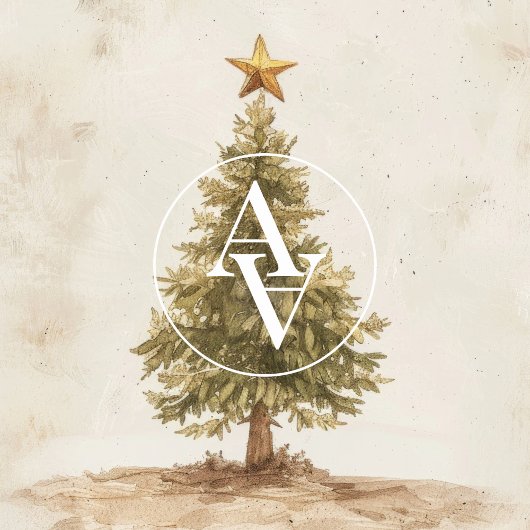 Rustieke kerstboom schilderij Fir Tree Poster