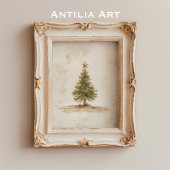 Rustieke kerstboom schilderij Fir Tree Poster