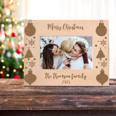 Rustieke Kerstboom Snowflake Ornamenten Script Gegraveerde Lijstjes