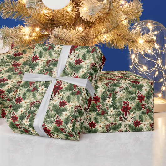 rustieke kerstboom takken patroon cadeaupapier (Feestdagen)