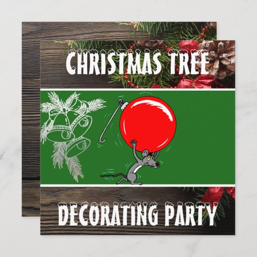 Rustieke kerstboom trimming party | Vakantie Kaart (Voorkant / Achterkant)