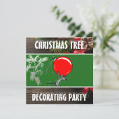 Rustieke kerstboom trimming party | Vakantie Kaart (Staand voorkant)