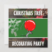 Rustieke kerstboom trimming party | Vakantie Kaart (Voorkant)