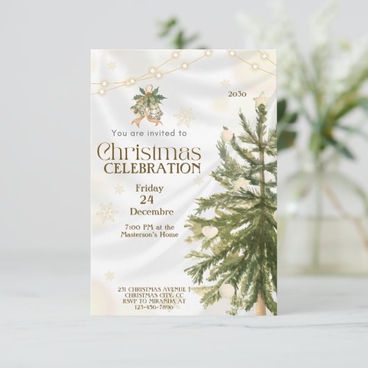 Rustieke kerstboom uitnodigingen | Elegant en geze (Staand voorkant)