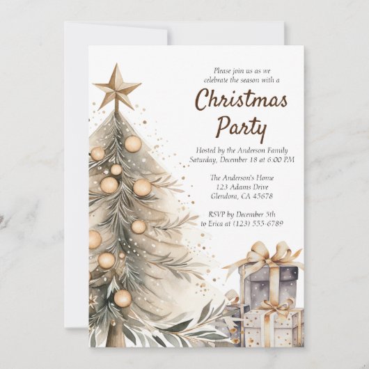 Rustieke kerstboom vakantie feest kaart (Voorkant)